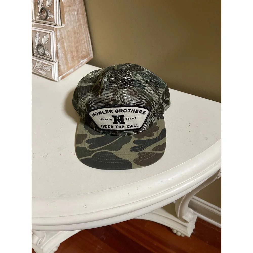 Howler Brothers Heed The Call Camo Trucker Hat Mens Green Mesh Snapback Cap